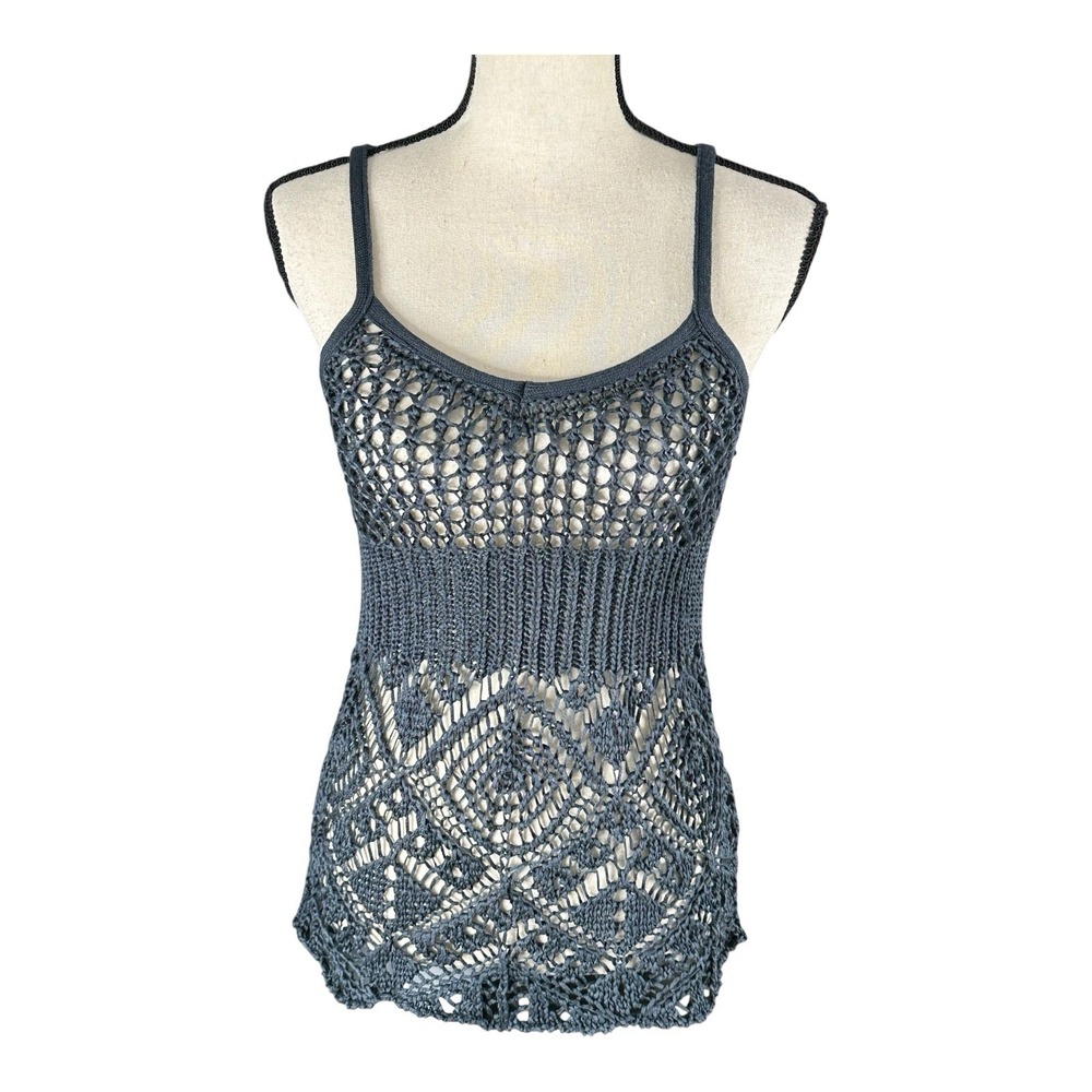 Linea Maglia Blend Spaghetti Strap Cable Knit Gray Top Made In Italy Size L